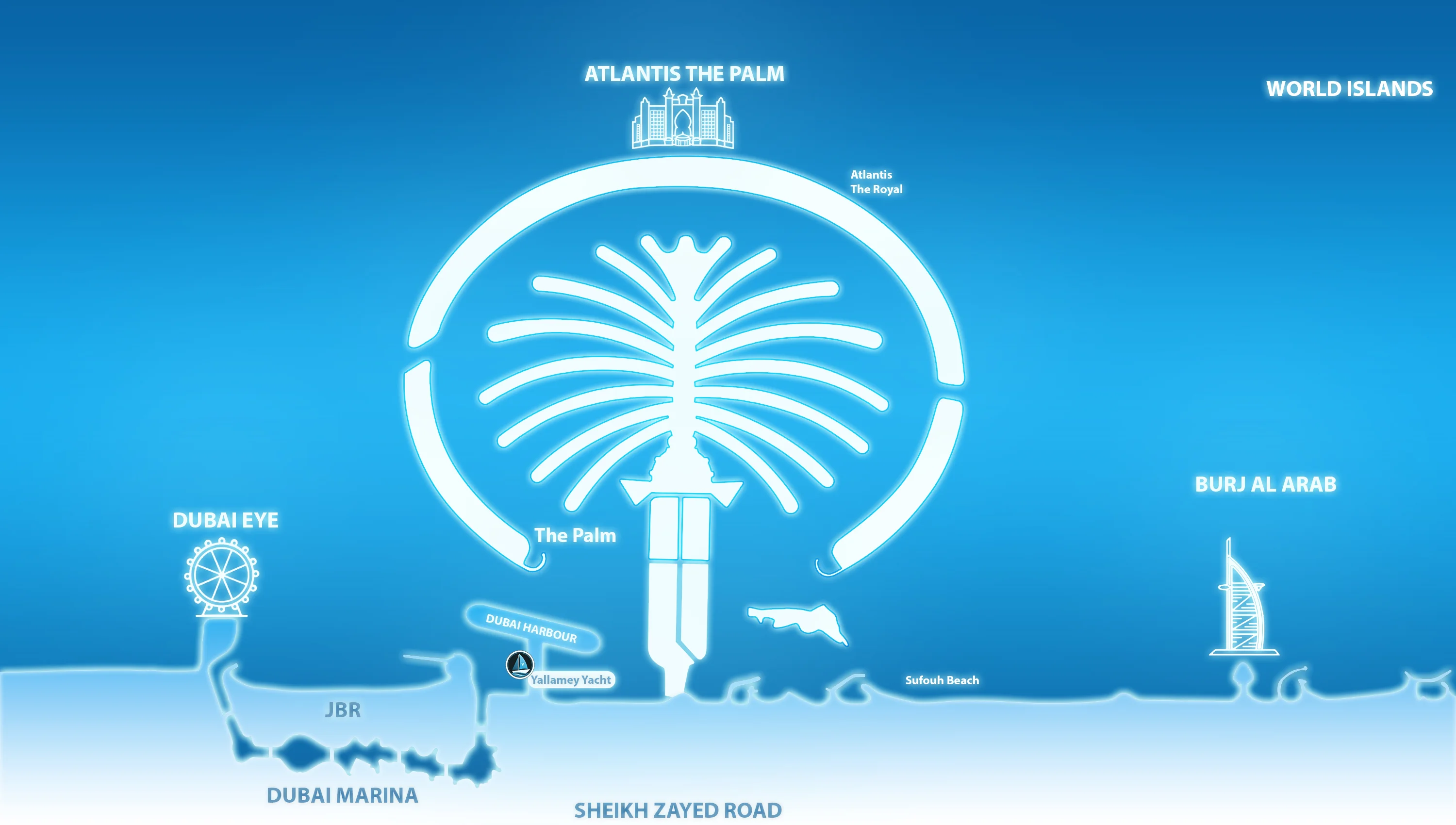 Dubai yacht route map
