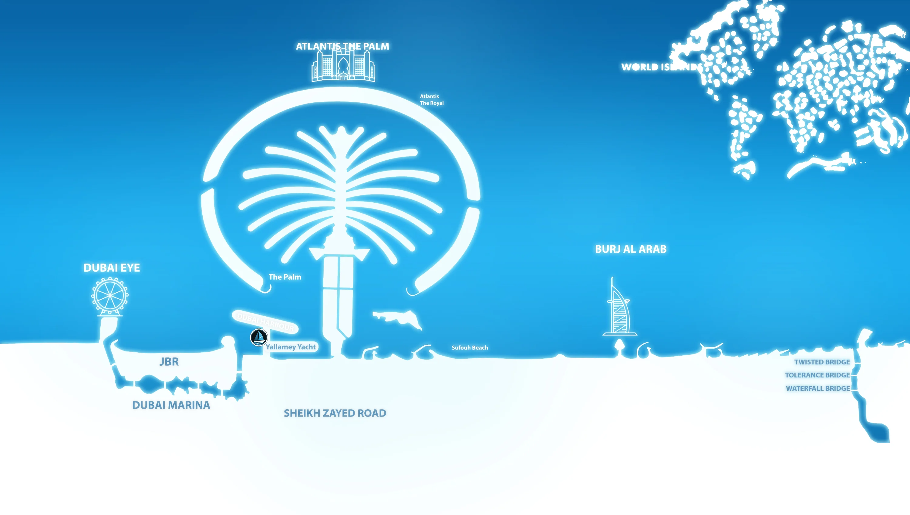 Dubai yacht route map